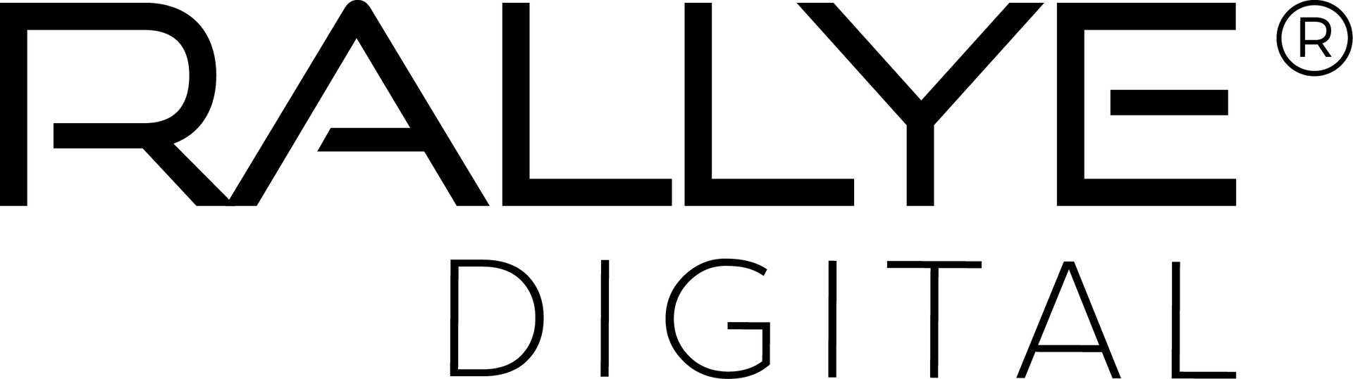 Rallye Digital logo in black text with a stylized car silhouette above the wordmark.