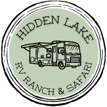 A logo for hidden lake rv ranch and safari