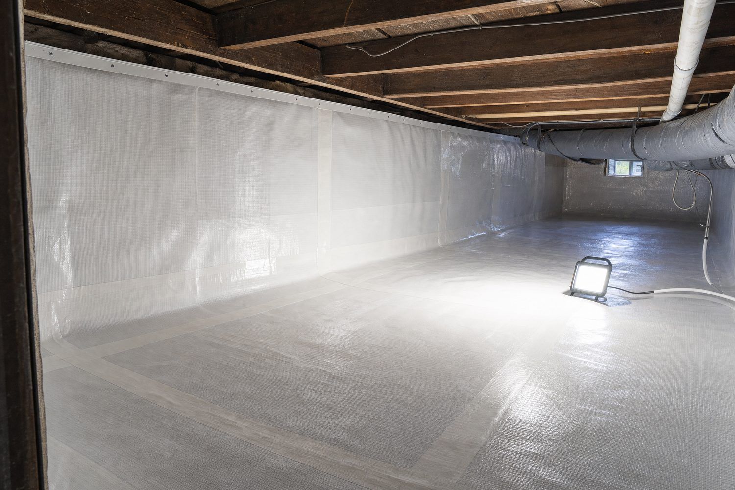 Crawl space encapsulation with sealed vapor barrier in Sandusky, OH