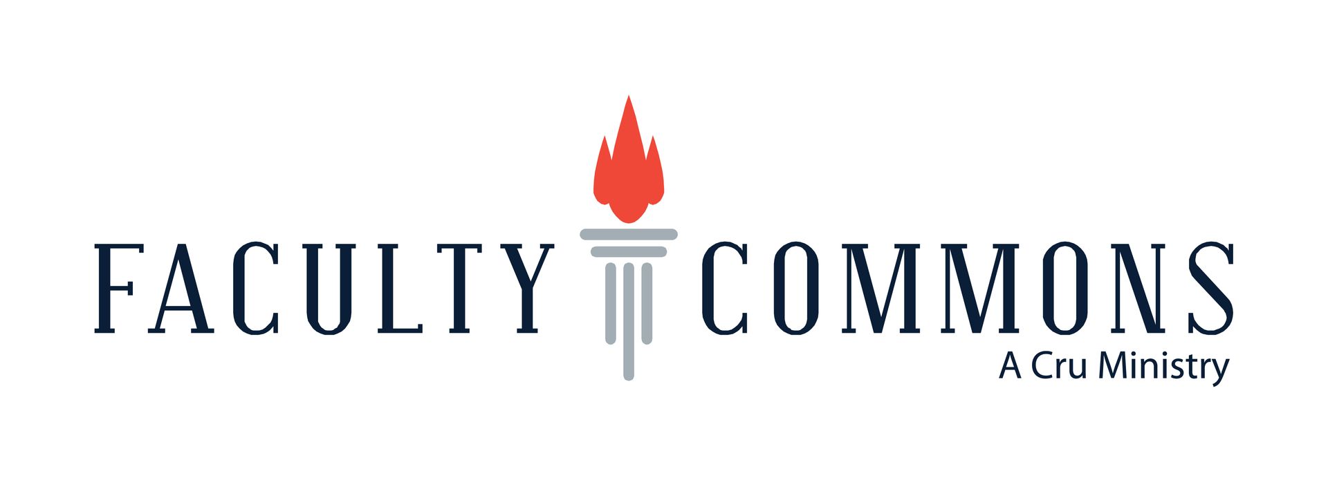 Faculty Commons A.C.L. Ministry logo with red torch icon on a light blue background