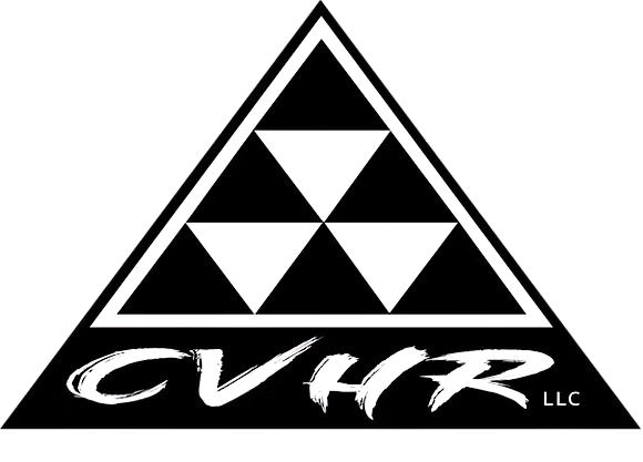 Black and white logo: Triangular outline with three smaller triangles inside. 