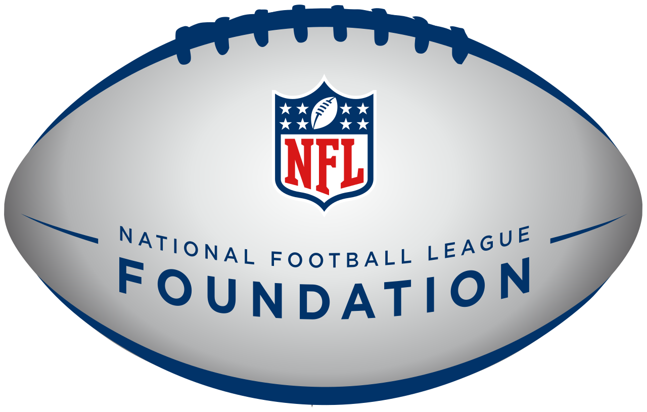 NFL Foundation logo on a white football, with blue lettering and the NFL shield centered above the word “FOUNDATION”