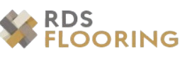 RDS Flooring logo with gray, gold, and beige diamond icon and text