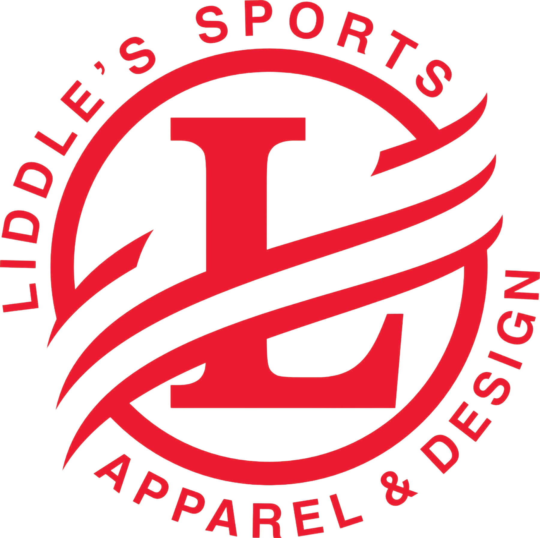 Red logo for Liddle's Sports Apparel & Design: a large 