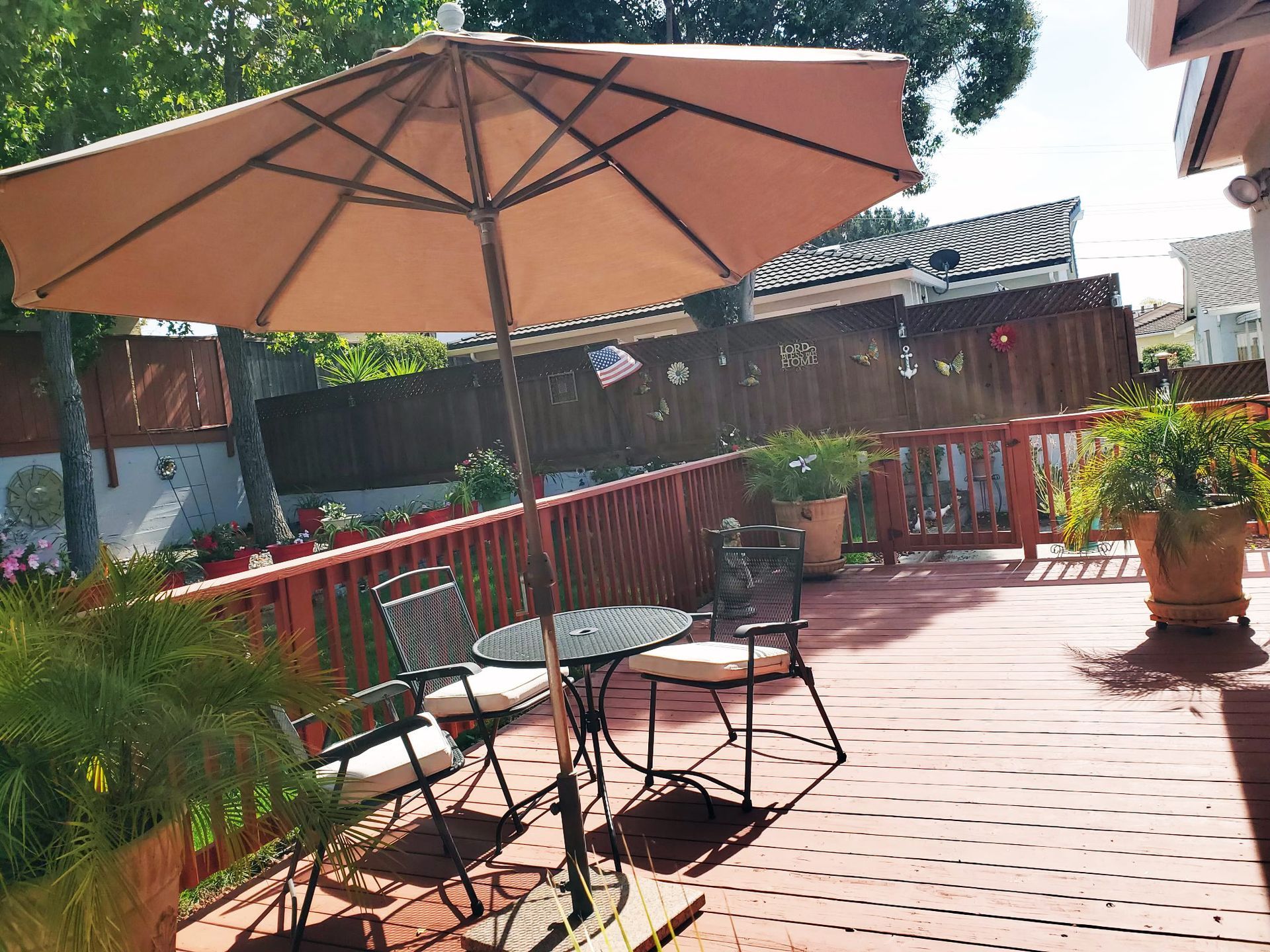 outside umbrella and table