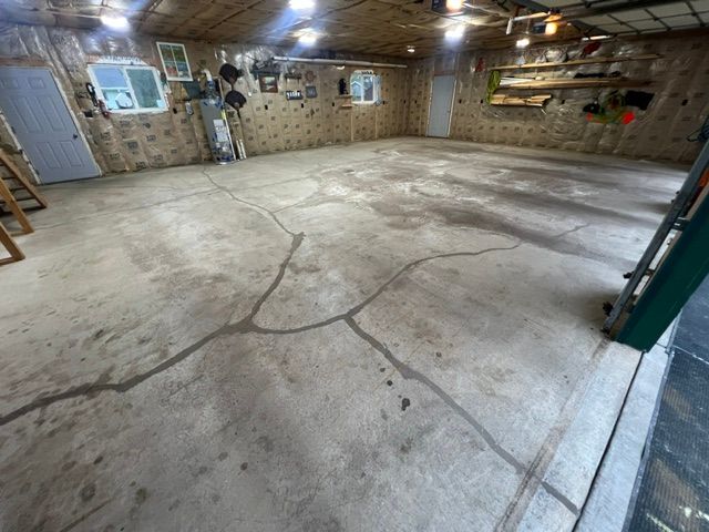 Cracks filled on garage floor ready for sealing in Milltown, WI