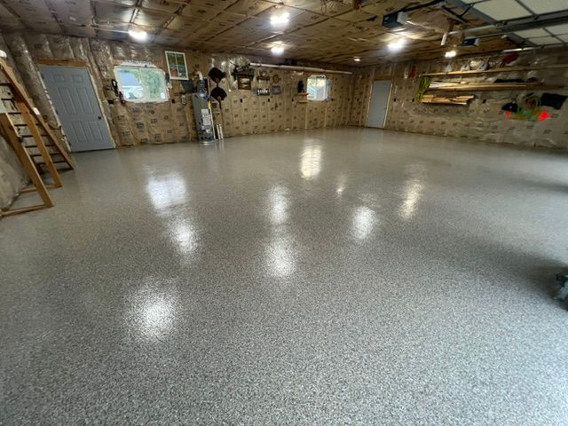 Completed garage floor in Milltown, WI