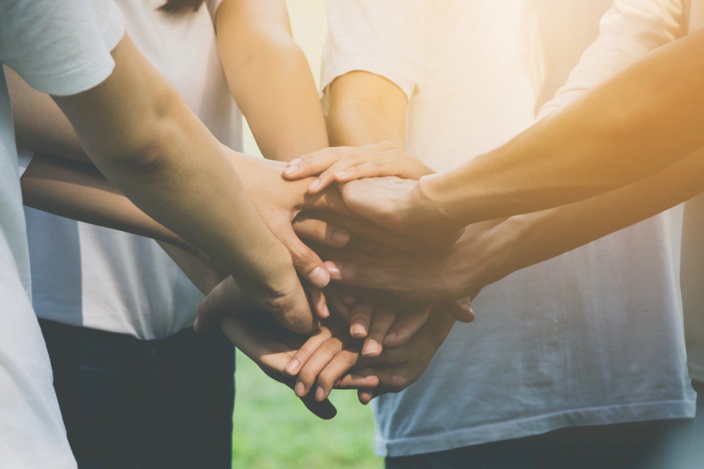 Volunteers Holding Each Other Hands