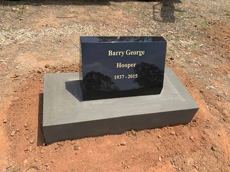 A Black Gravestone With The Name Barry George On It — Northern Rivers Headstones in Casino NSW