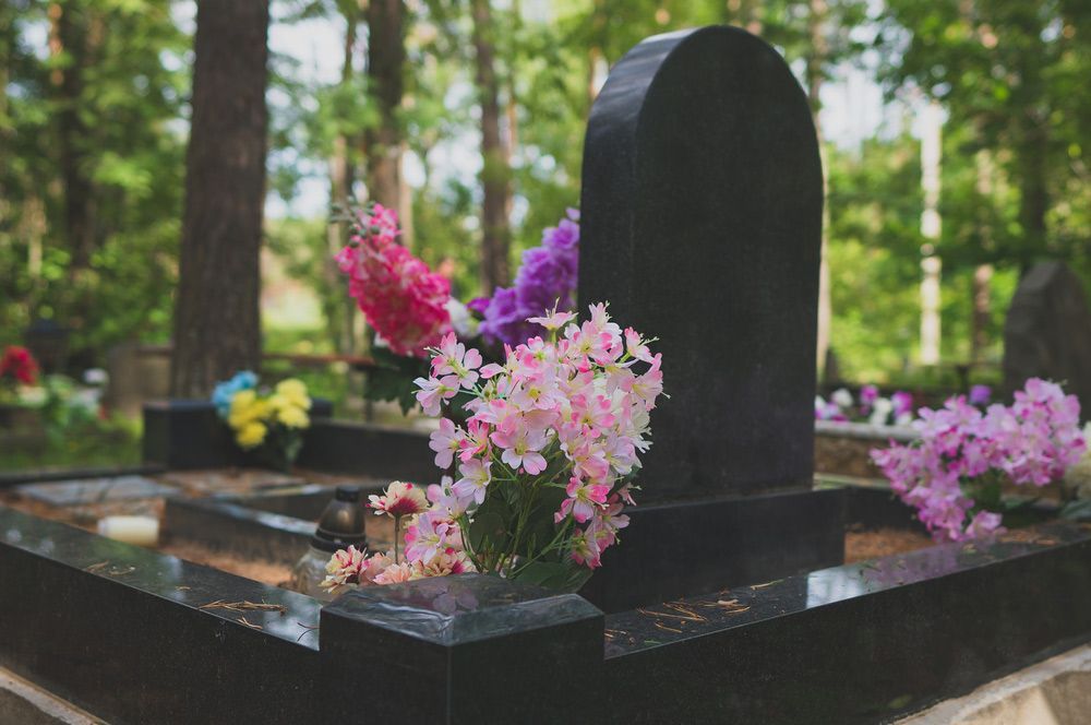 Memorial Stone with Flowers