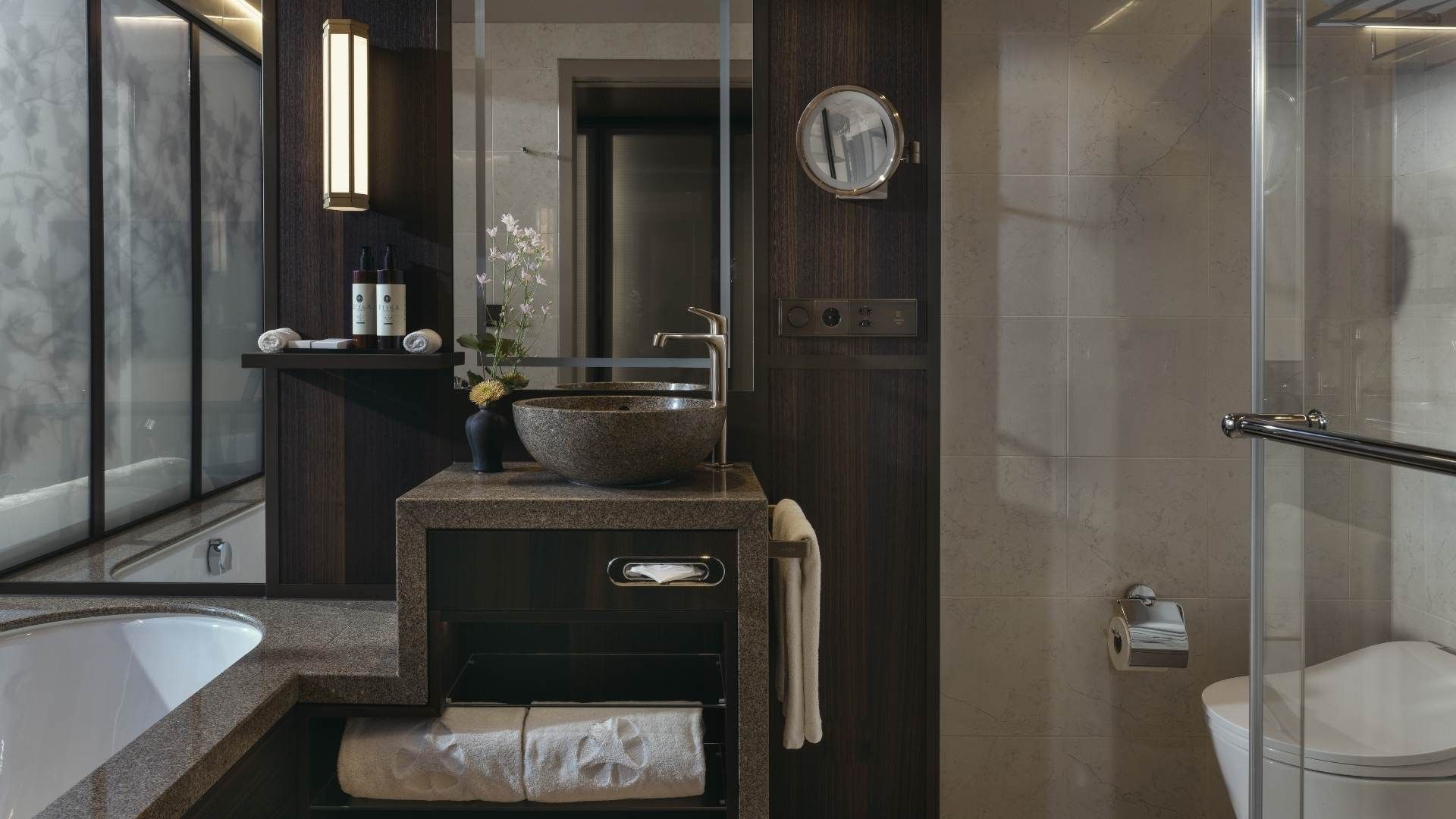The spacious Superior View Junior Suite at Hotel Okura Amsterdam in The Netherlands (Holland), offering scenic city views.