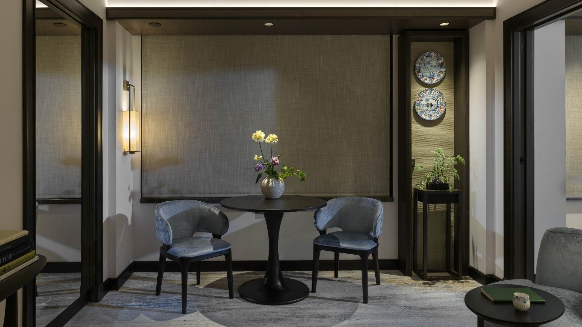 The spacious Superior View Junior Suite at Hotel Okura Amsterdam in The Netherlands (Holland), offering scenic city views.