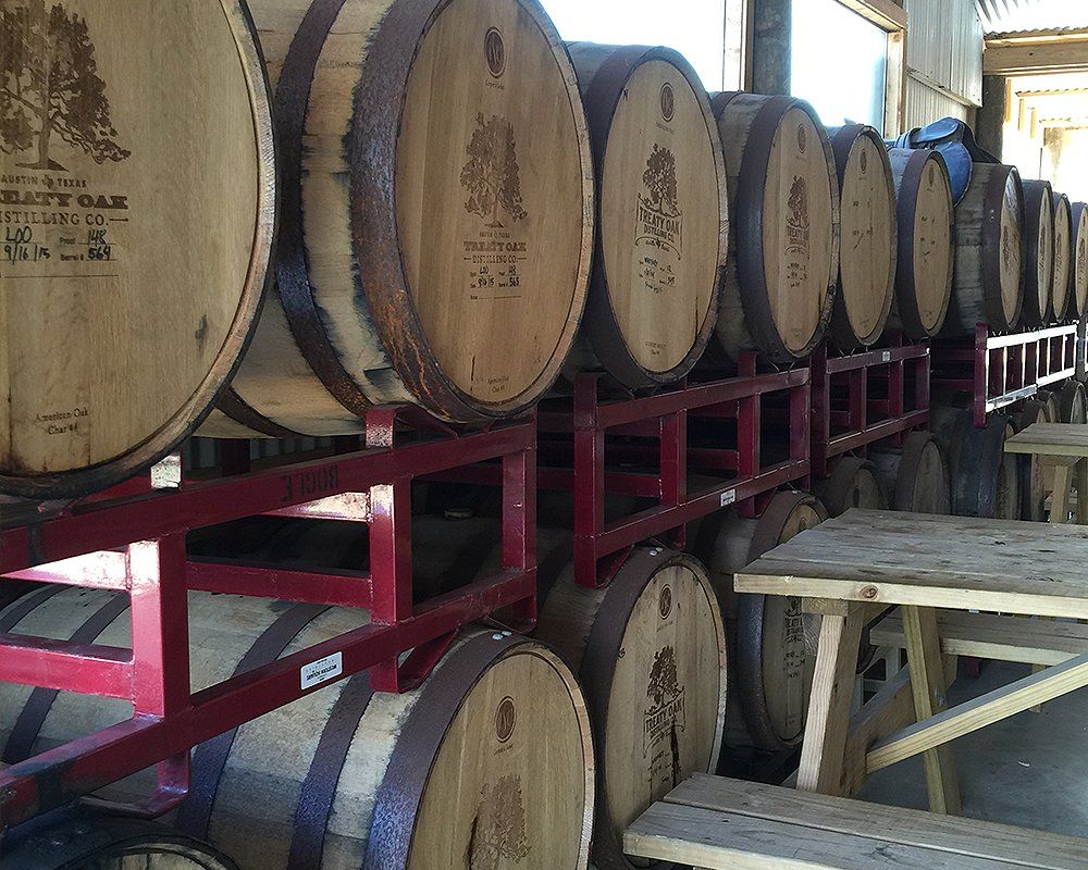 Wine barrels in a Texas Hill Country winery