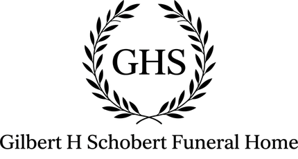 GHS logo with laurel wreath and text “Gilbert H Schobert Funeral Home”