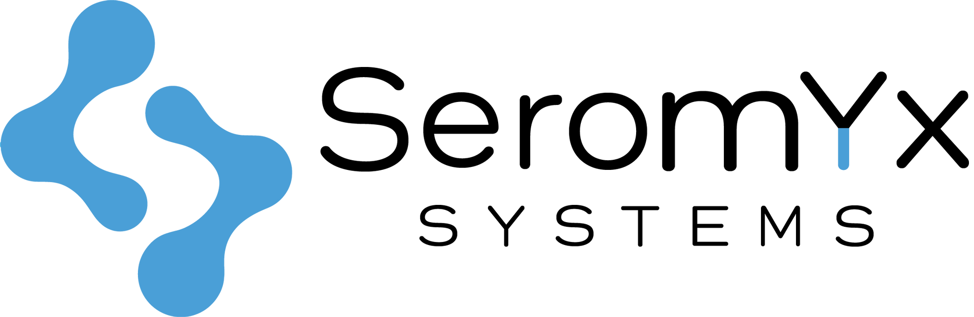Logo of SeromYx, a company. Features a blue molecular-like shape and the company name with the