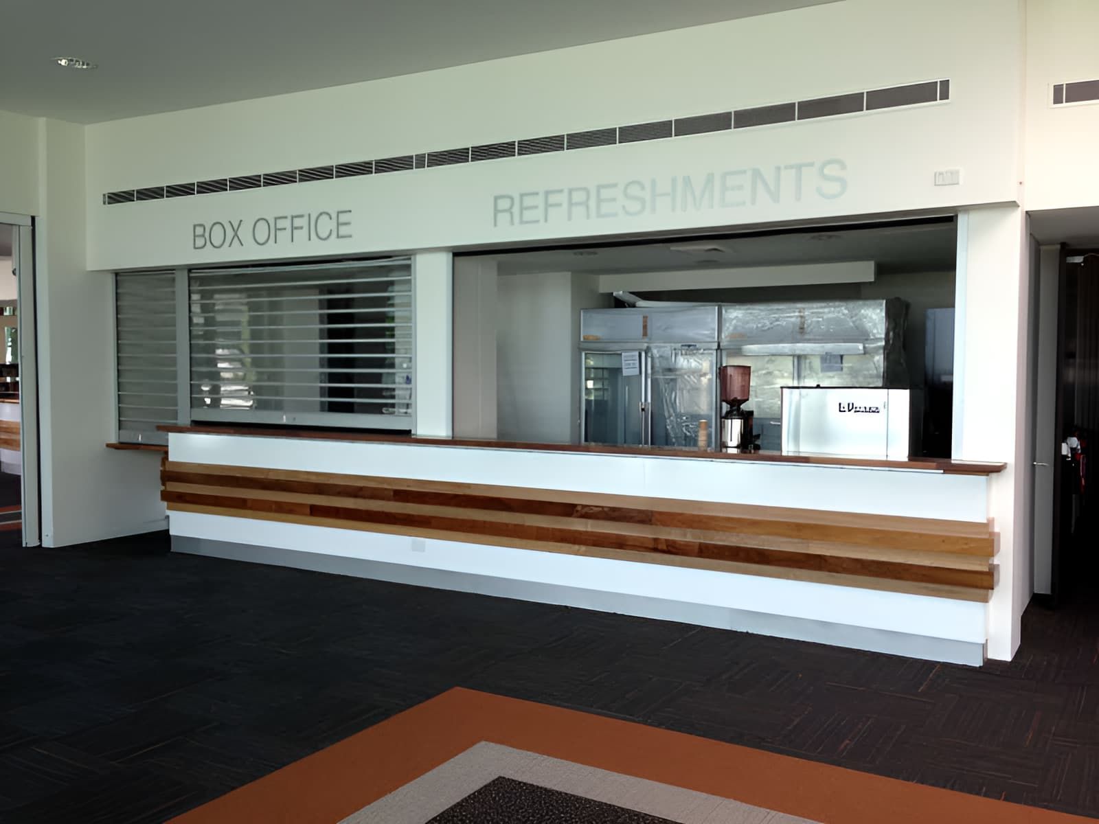 Box Office Counter With Clear Vision Shutter — Ulladulla Blinds & Home Improvements In Ulladulla, NSW
