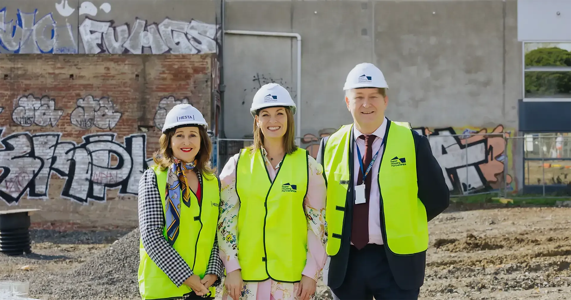 HESTA CEO Debby Blakey, Assemble CEO Carolyn Viney and Housing Choices CEO David Fisher