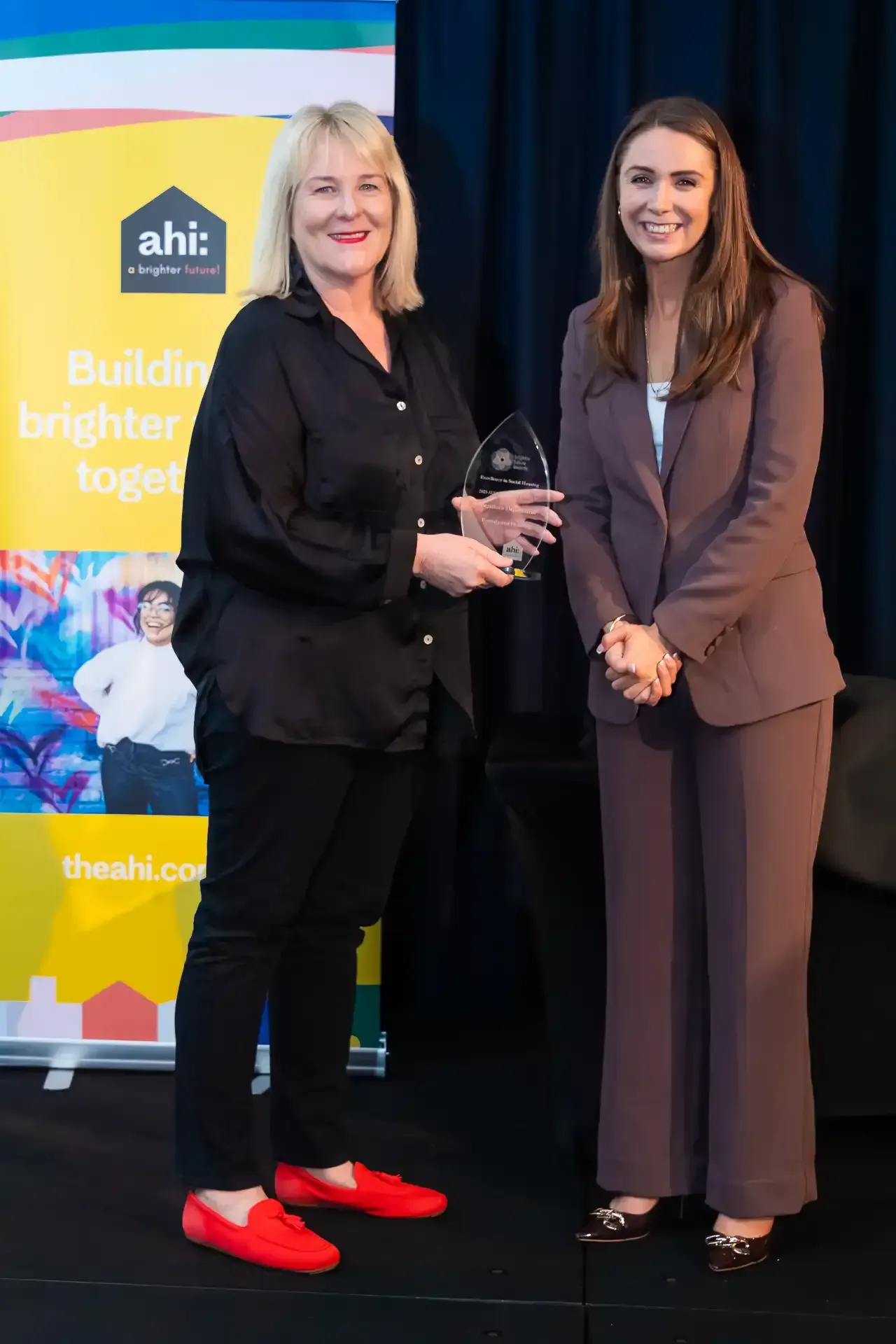 Kerryn Edwards (left) receives the Australasian award in Brisbane