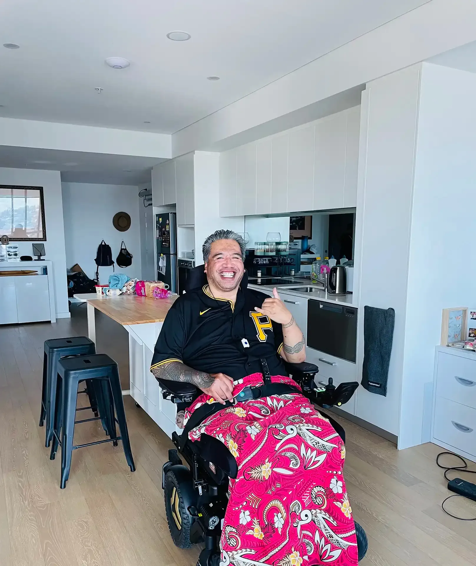 Satala in his accessible kitchen