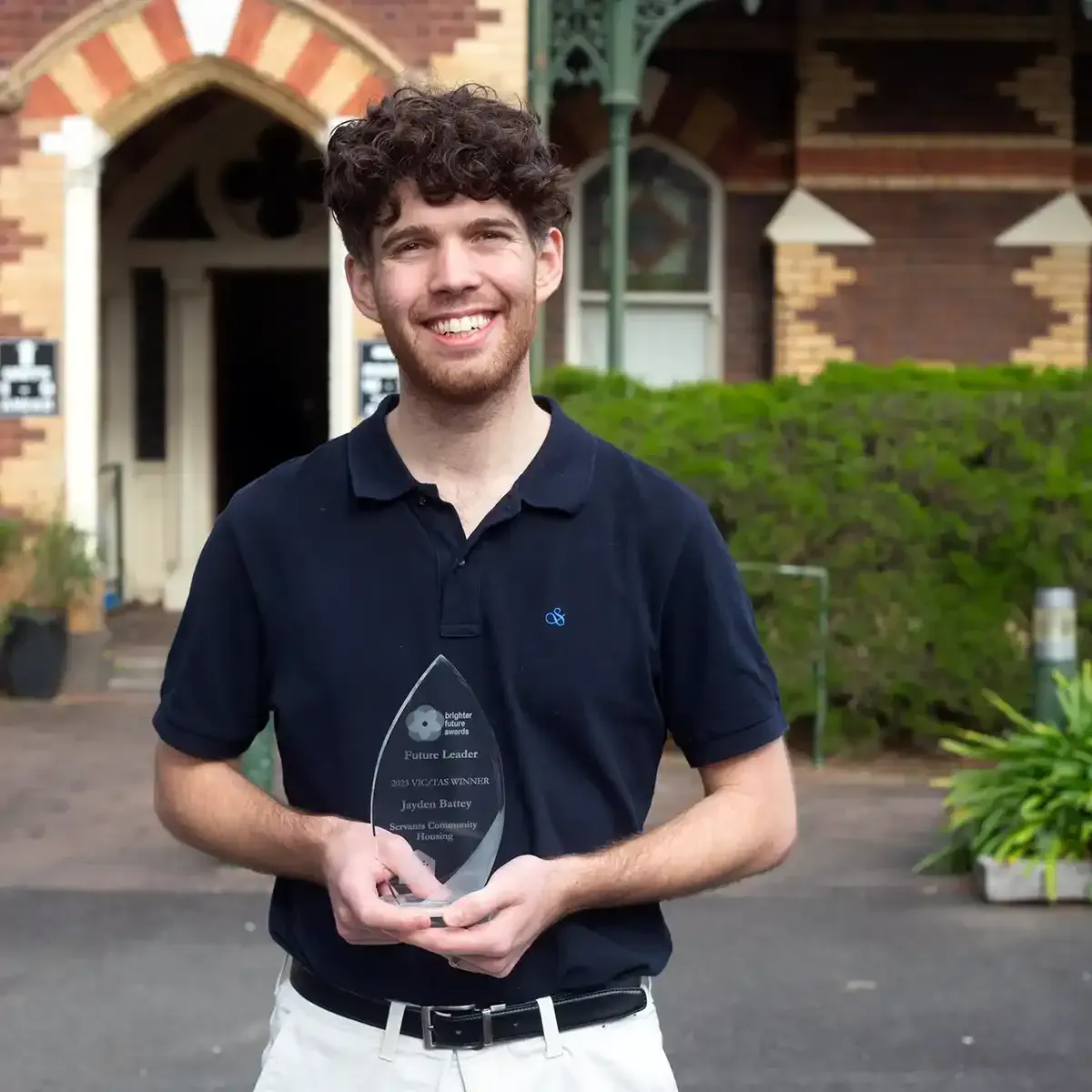 Jayden Battey with his award