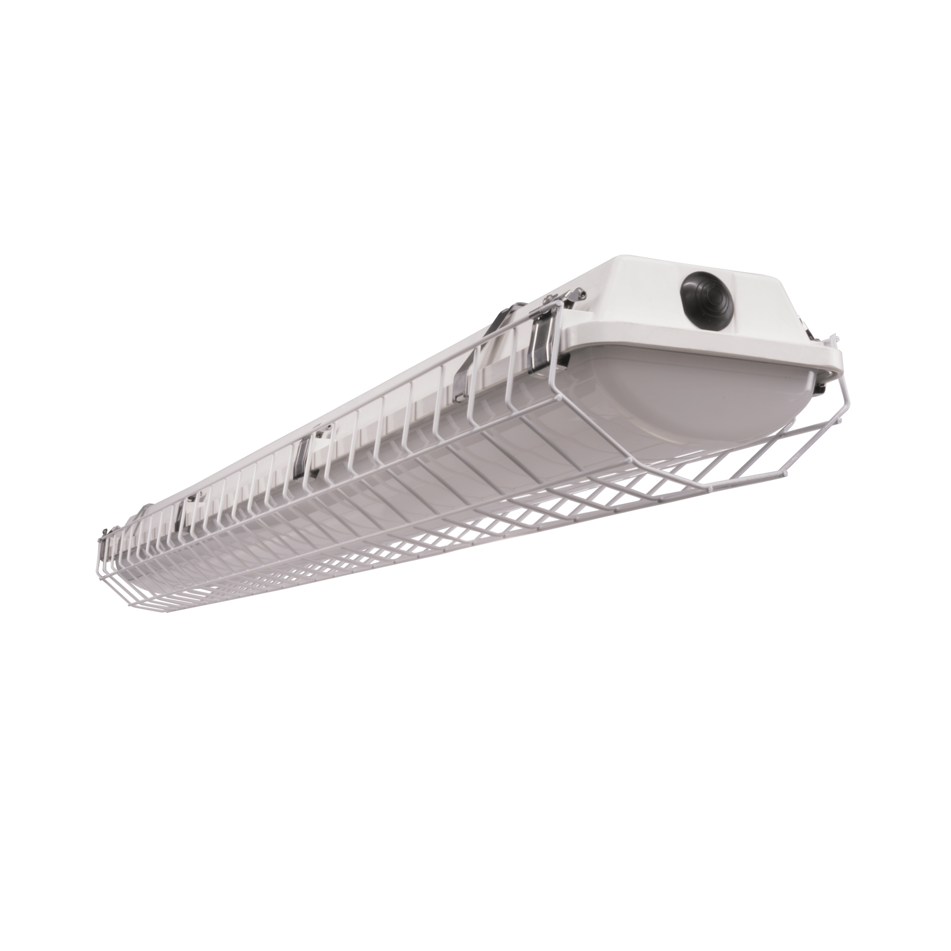 Steel wire guard wrapped around a vapor tight fixture
