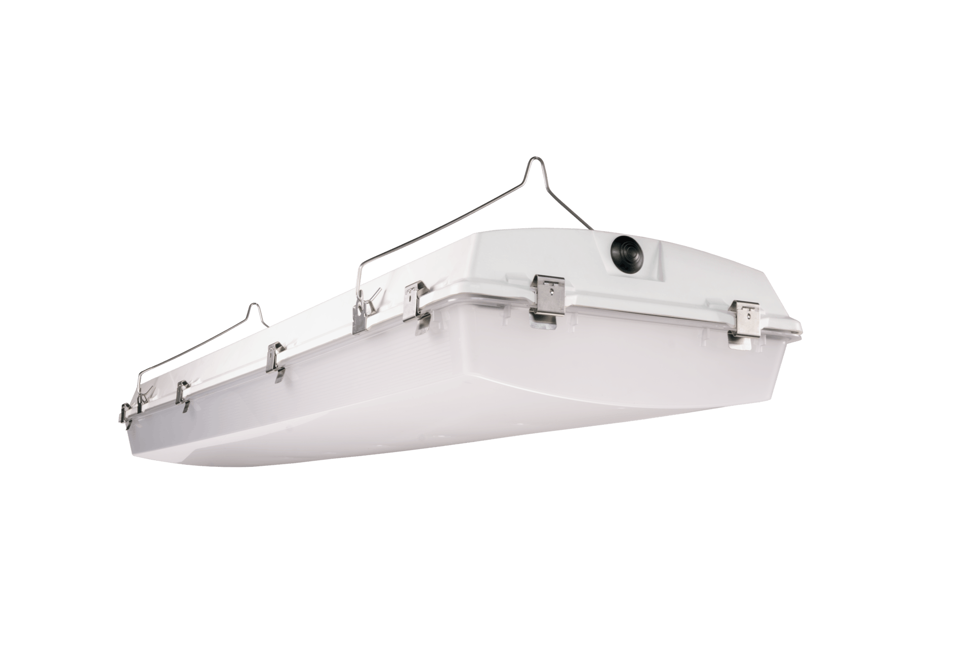 A white light with a blue sky in the background