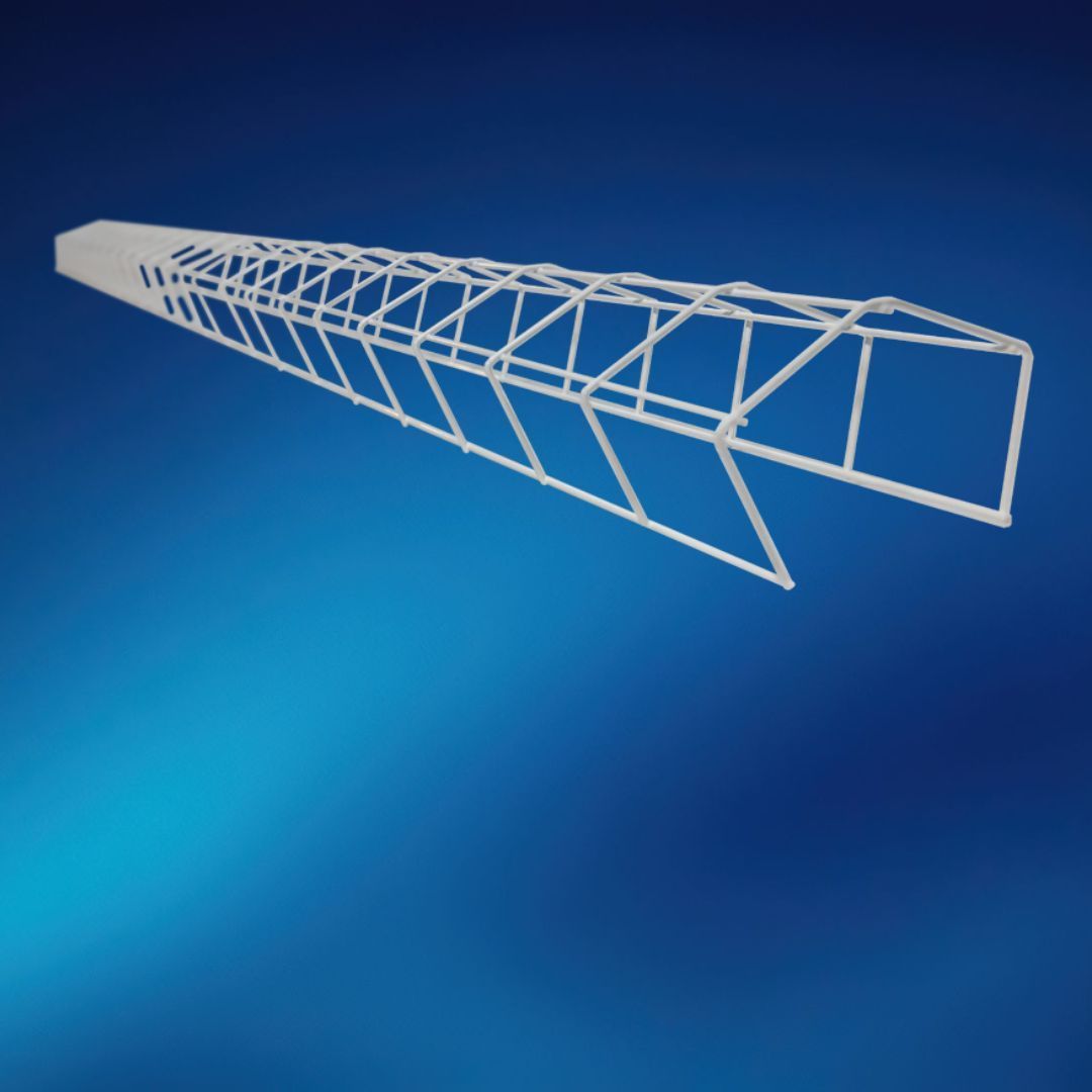 A blue background with a white object on it