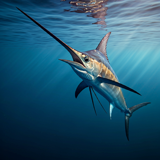 A sailfish in the water.