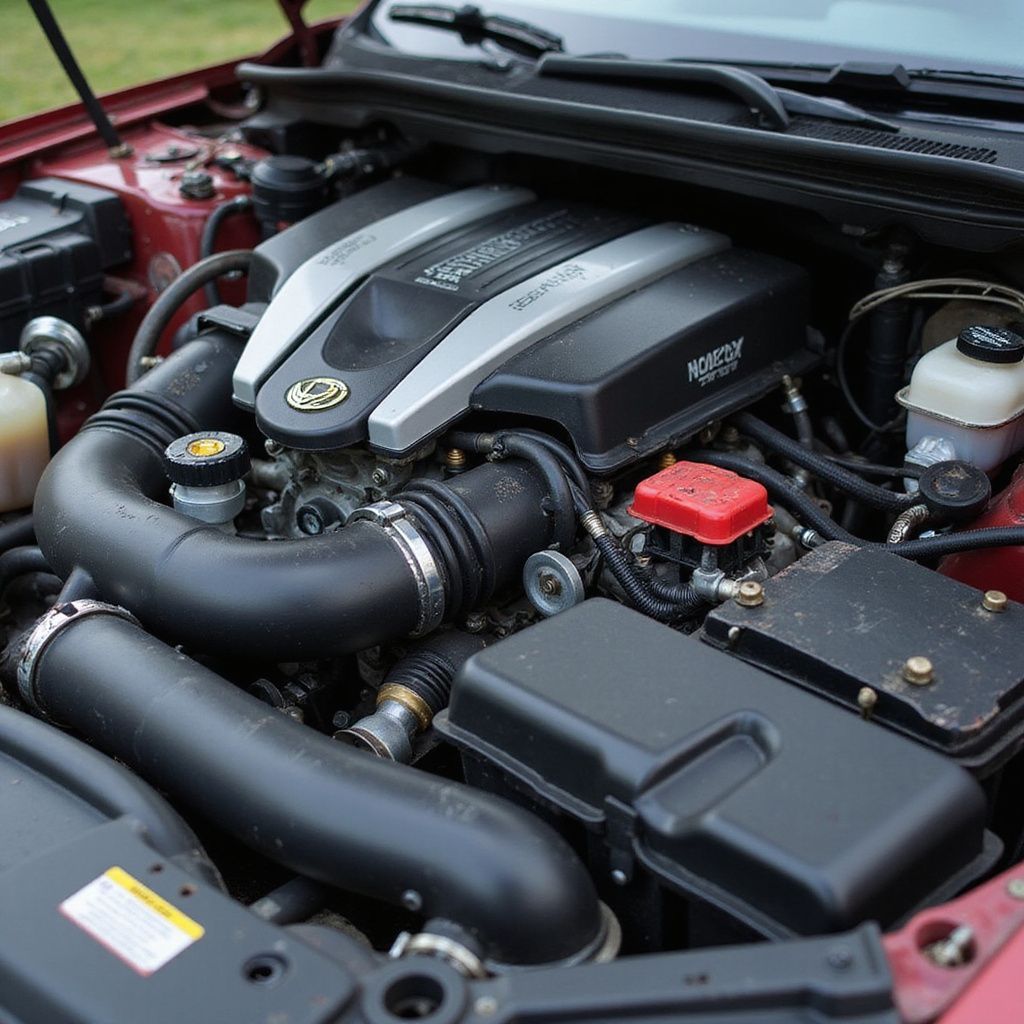 Nettoyage, Contrôle et entretien du moteur d'une voiture rouge chez Yan Carrosserie Autos à Domène proche d'Échirolle