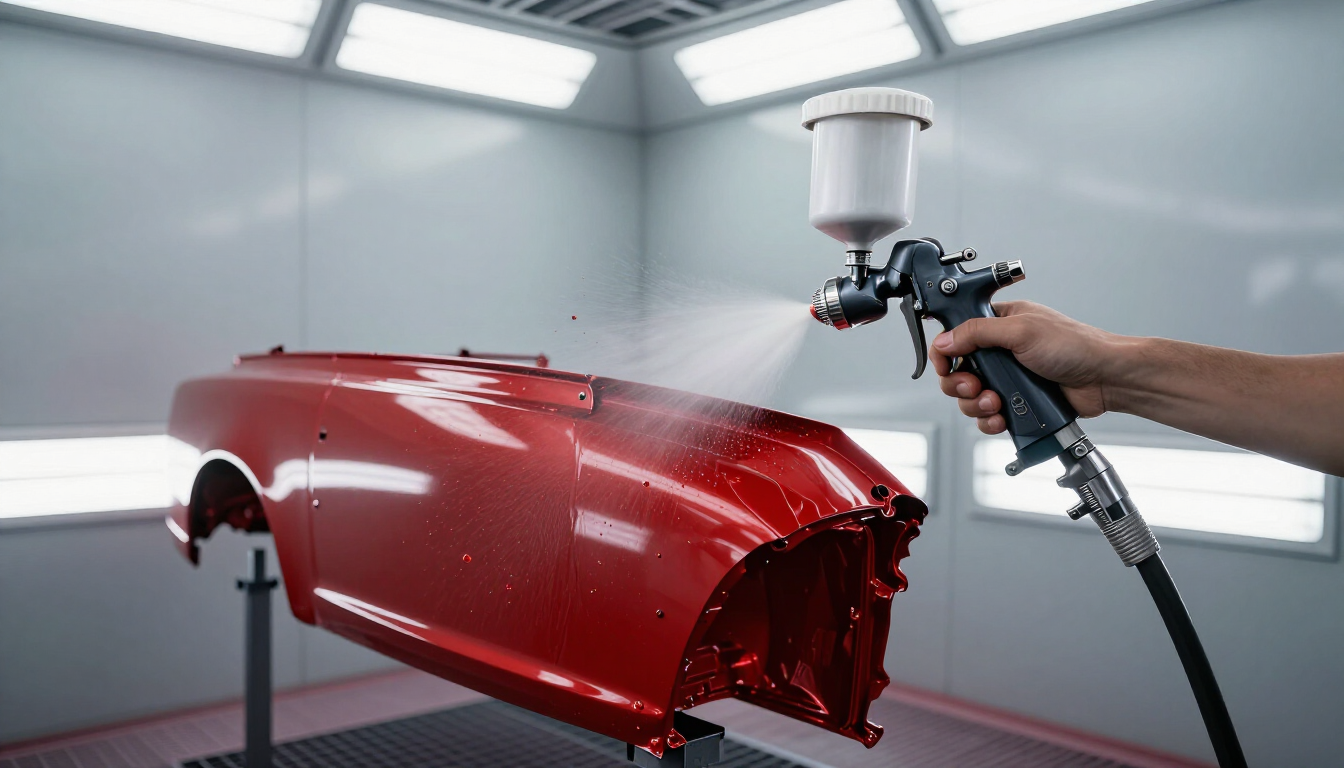 Rénovation peinture de carrosserie en cabine professionnelle chez Yan Carrosserie Autos à Domène secteur Saint-Ismier