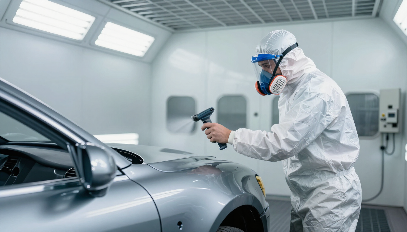 Peinture automobile en cabine