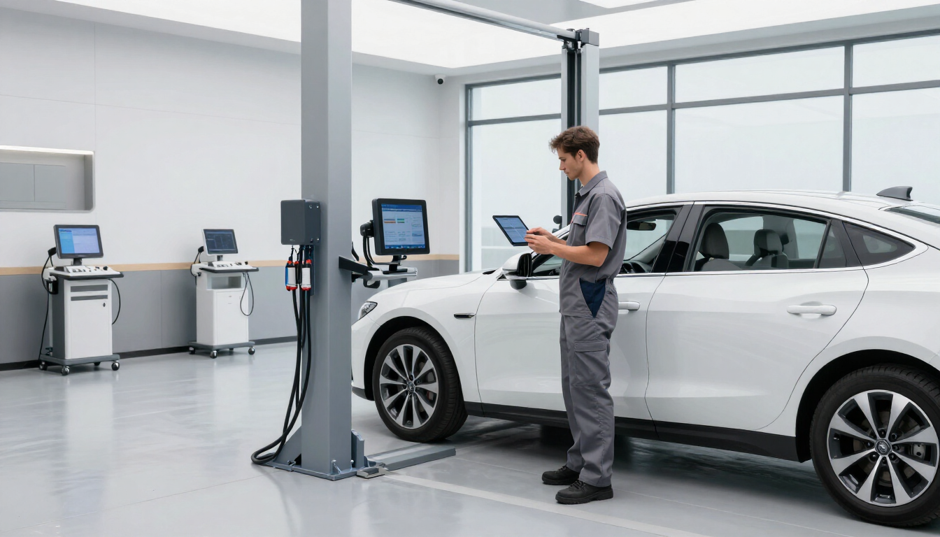 Technicien réalisant un diagnostic automobile à Domène