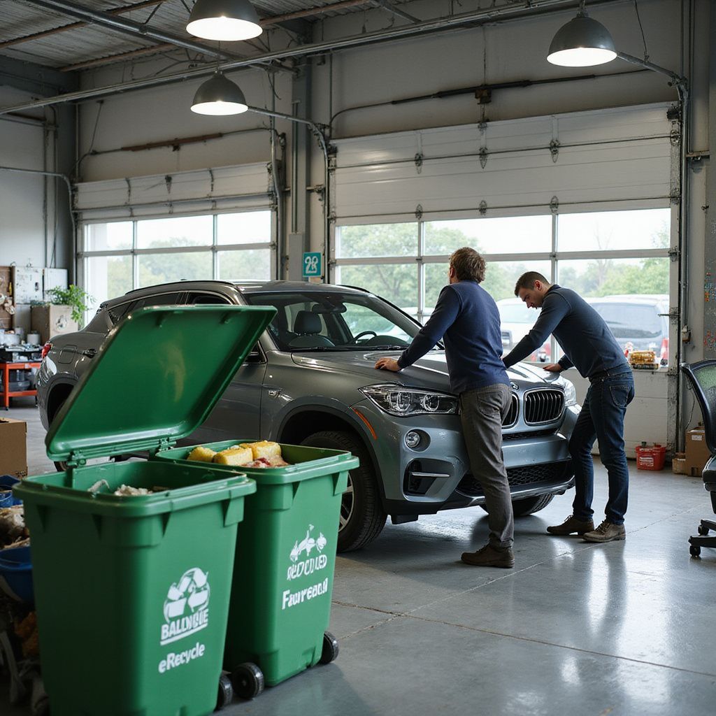 Mécaniciens qualifiés inspectant un SUV gris chez Yan Carrosserie Autos à Doméne, proche de Grenoble