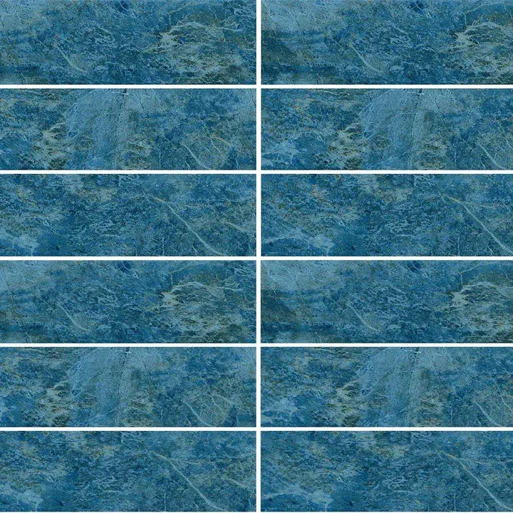 Blue textured tile pattern with white horizontal and vertical grout lines