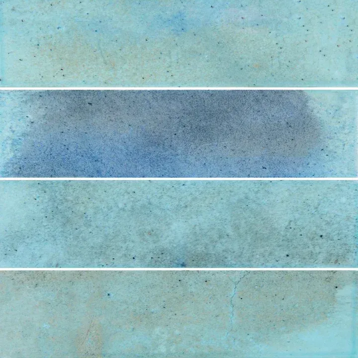 Abstract blue watercolor paper background with four horizontal bands separated by white lines