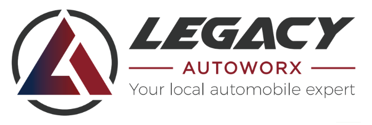 Legacy Autoworx logo with a red and black stylized “LA” emblem and tagline “Your local automobile expert”