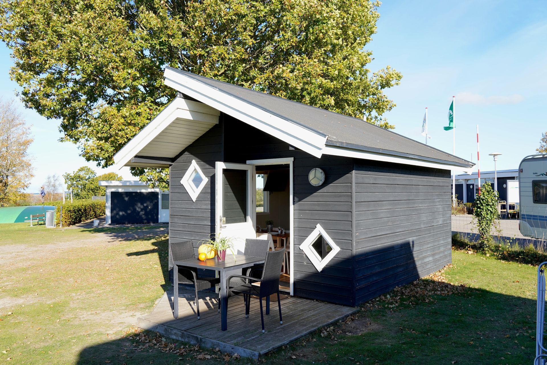 Campinghytter på Vesterlyng Camping.
