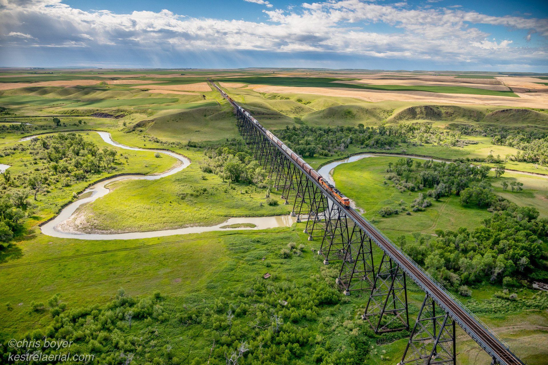 BNSF Trestle Bridge over the Teton River, Teton County, Montana
