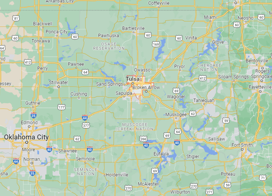 A map of oklahoma city and surrounding states
