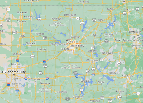 A map of oklahoma city and surrounding states