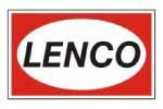 Logo Lenco : ovale blanc avec l’inscription « LENCO » en noir à l’intérieur d’un rectangle rouge.