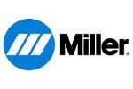 Logo de la marque Miller : Cercle bleu avec trois barres diagonales blanches et le mot « Miller » à droite.
