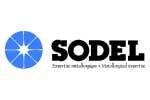 Logo de SODEL, une entreprise, avec une icône de soleil bleu et le nom de l'entreprise en caractères gras noirs.