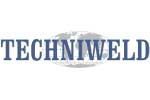 Logo TechniWeld avec texte bleu et un globe terrestre.