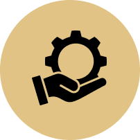 A hand is holding a gear in a circle.