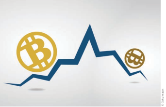 A blue line with a gold circle with the letter b on it