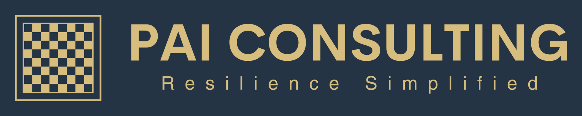 Logo for PAI Consulting, featuring a chessboard icon and text,