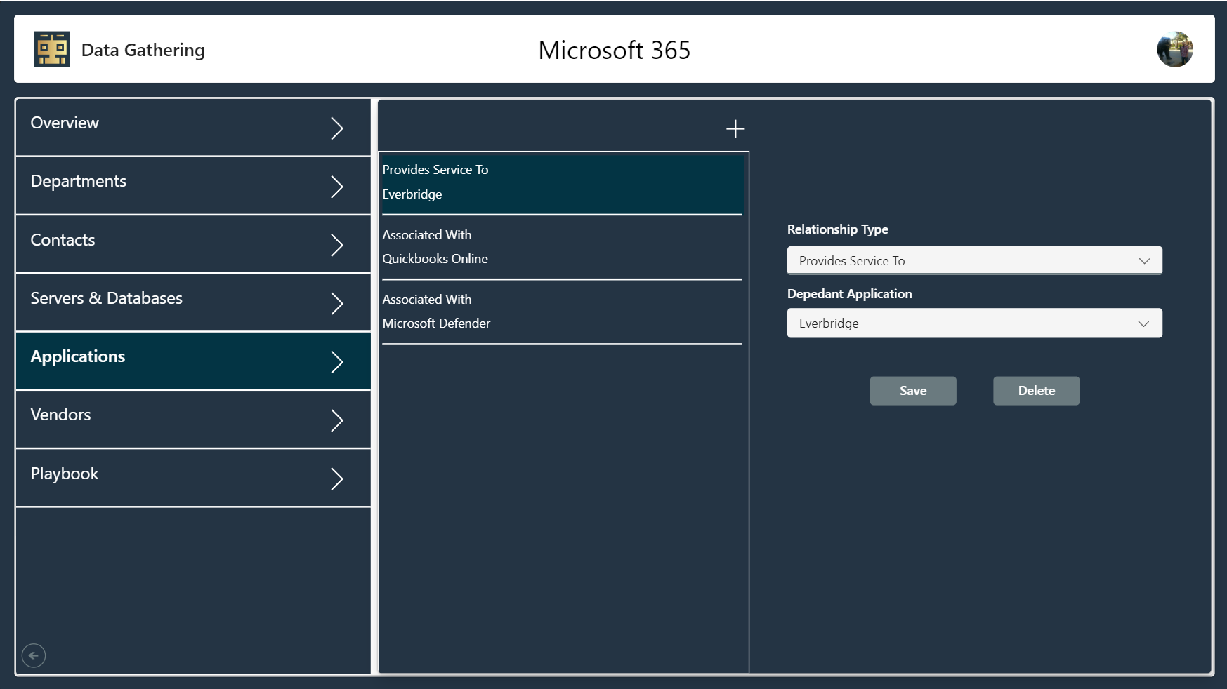 Microsoft 365 settings interface, dark theme. 