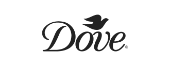 The dove logo is black and white and has a dove on it.