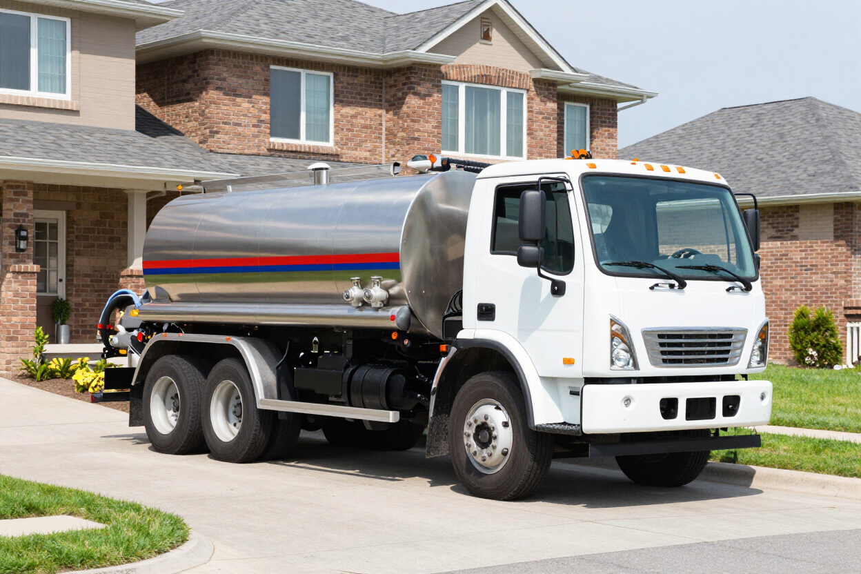 Superior Vac & Septic service truck at a residential property for a septic inspection